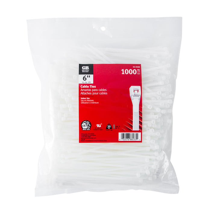 Gardner Bender Cable Tie 6 Inch 30 Pound Bag Of 1000 (46-206M)