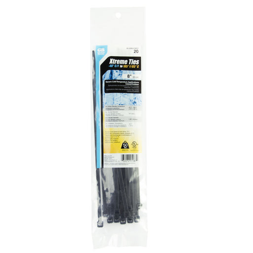 Gardner Bender Cable Tie 8 Inch Xtreme Black 50 Pound Bag Of 20 (45-308UVBFZ)