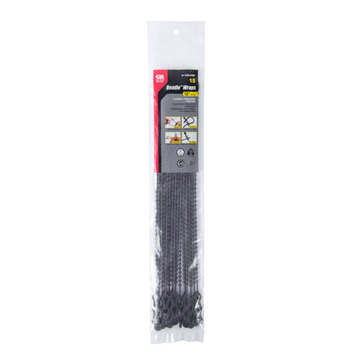 Gardner Bender Cable Tie Beaded 12 Inch UVB 70 Pound Bag Of 15 (45-12BEADBK)