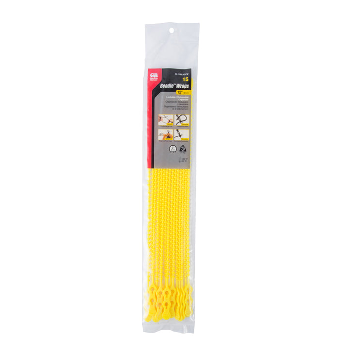 Gardner Bender Cable Tie Beaded 12 Inch Yellow 70 Pound Bag Of 15 (45-12BEADYW)