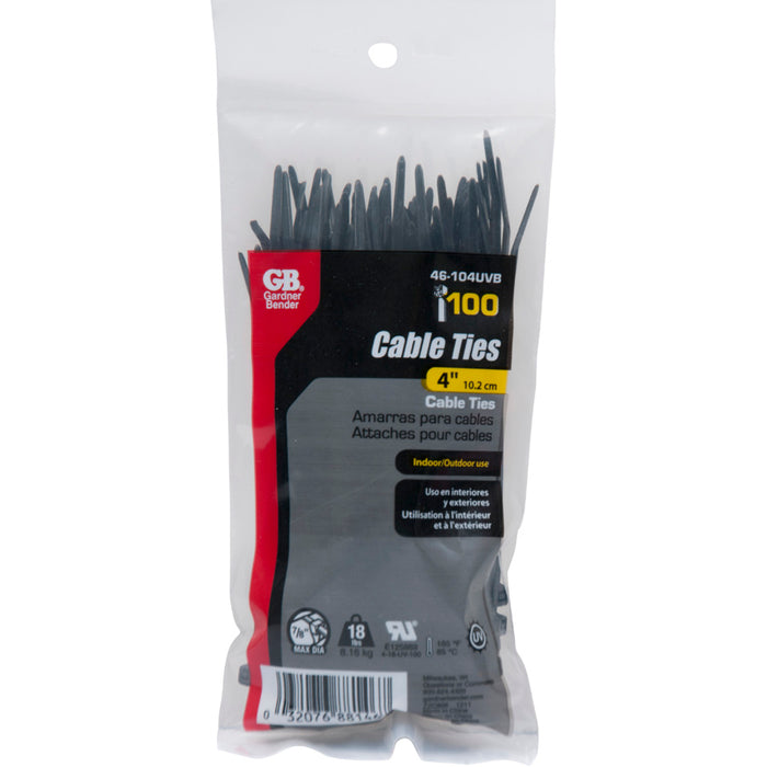 Gardner Bender Cable Tie UVB 4 Inch 18 Pound Bag Of 100 (46-104UVB)