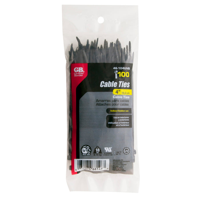 Gardner Bender Cable Tie UVB 4 Inch 18 Pound Bag Of 100 (46-104UVB)