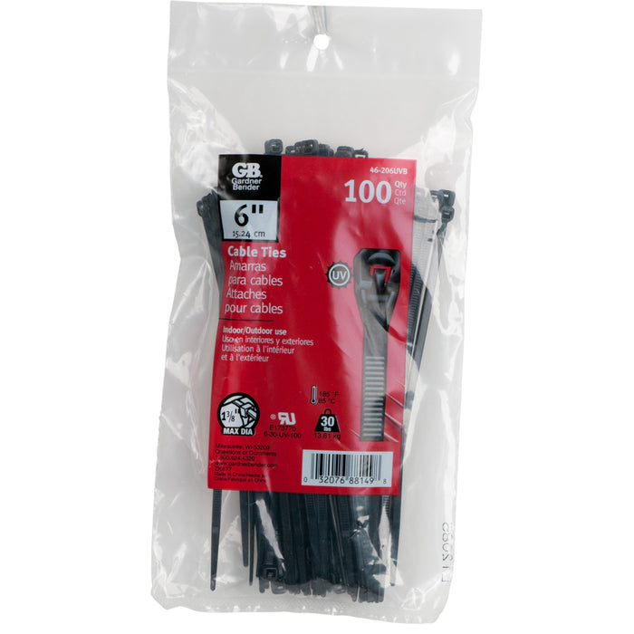 Gardner Bender Cable Tie UVB 6 Inch 30 Pound Bag Of 100 (46-206UVB)