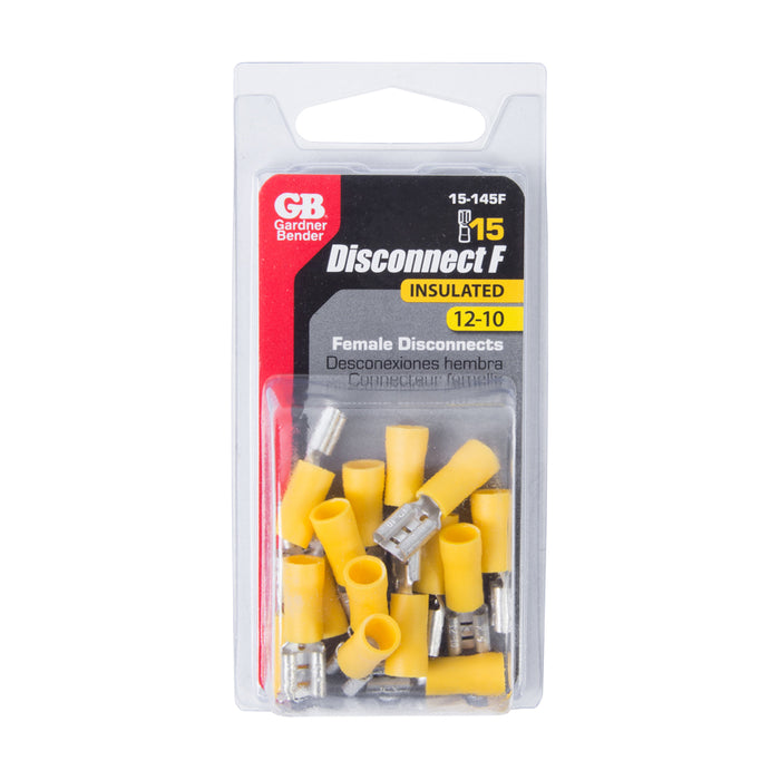 Gardner Bender Disconnect Female 12-10 AWG 0.250 Inch Tab Yellow (15-145F)