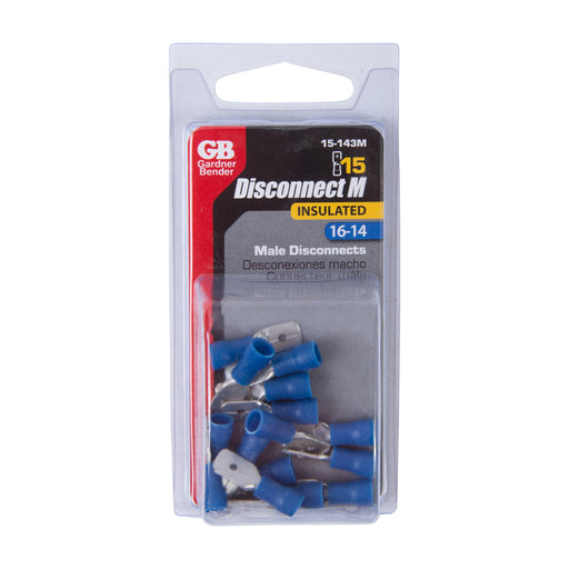 Gardner Bender Disconnect Male 16-14 AWG 0.250 Inch Tab Blue (15-143M)