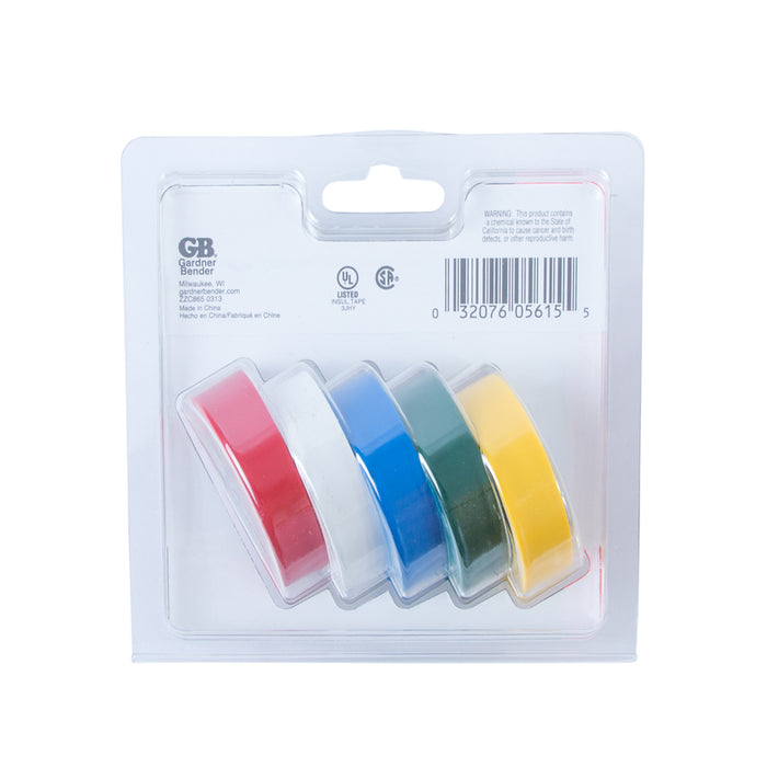 Gardner Bender Electrical Tape 1/2-Inch X 20 Foot Assorted Colors (GTPC-550)