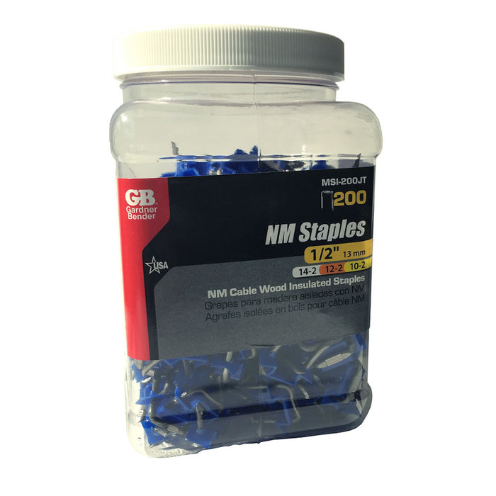 Gardner Bender Insulated Staple 1/2 Inch Jar Of 200 (MSI-200JT)