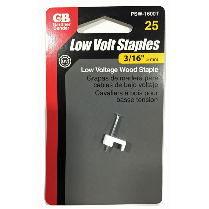 Gardner Bender Low Volt Staple 3/16 Inch White Package Of 25 (PSW-1600T)