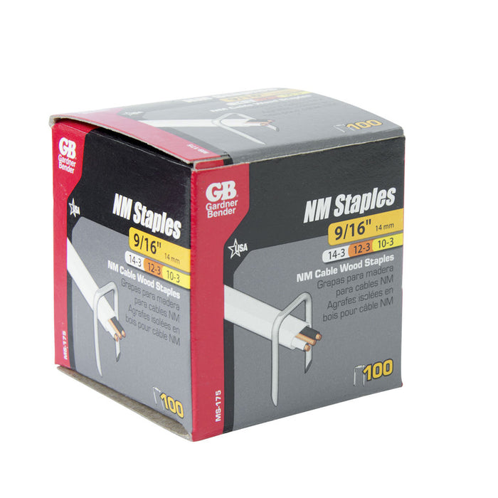 Gardner Bender Metal Staple 3 Conductor 9/16 Inch Box Of 100 (MS-175)