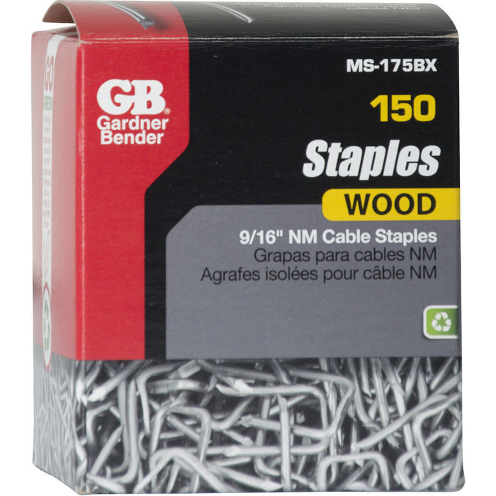 Gardner Bender Staple Metal 9/16 Inch 3 Conductor Box Of 150 (MS-175BX)