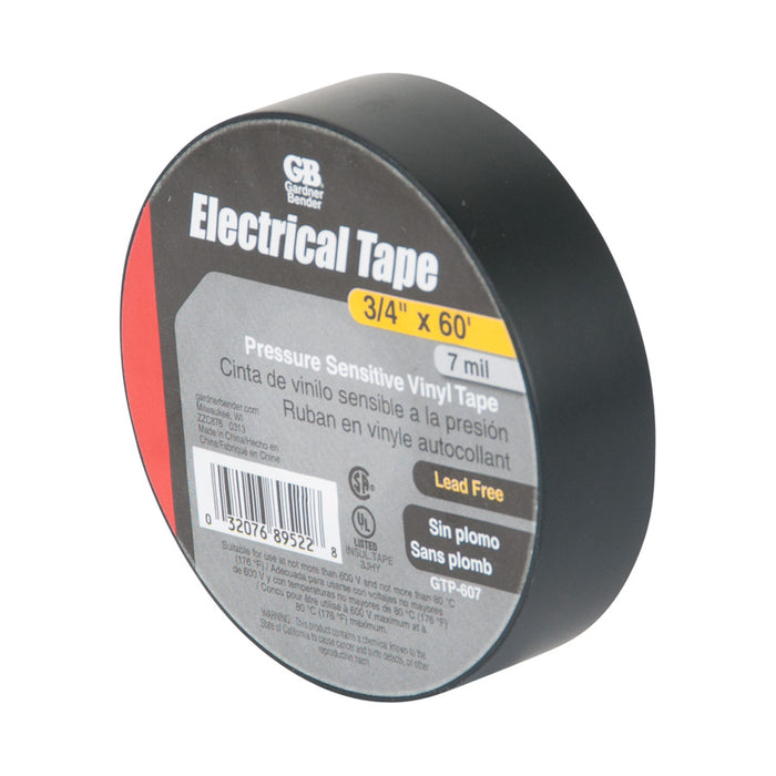 Gardner Bender Tape Non-Flame Retardant 3/4 Inch X 60 Foot Black (GTP-607)