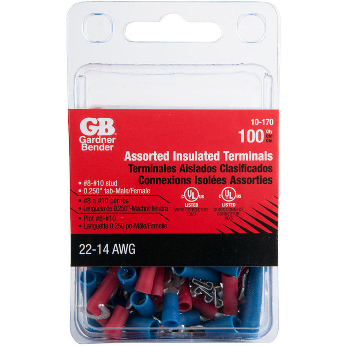 Gardner Bender Terminal Assortment 22-14 AWG Package Of 100 (10-170)