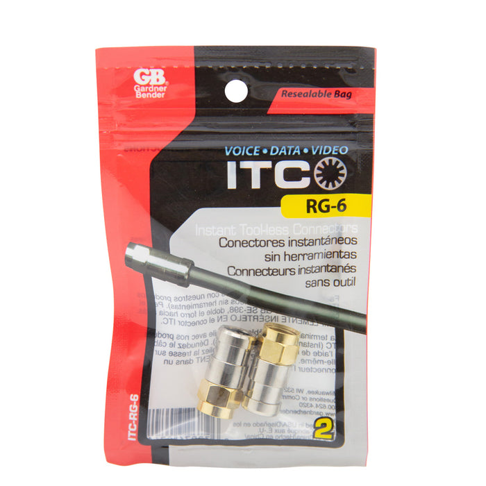 Gardner Bender Tool-LESS F-Series Connector RG-6 Bag Of 2 (ITC-RG-6)