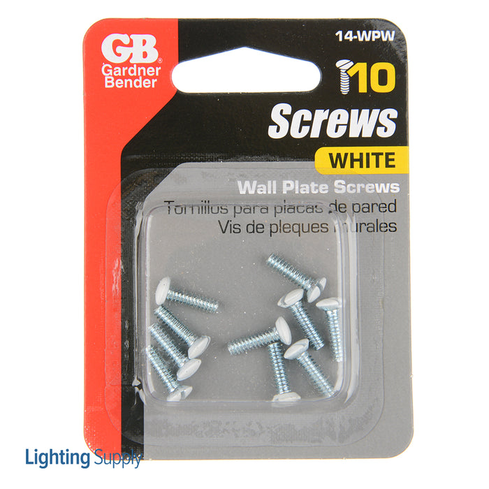 Gardner Bender White Wall Plate Screws Card Of 10 (14-WPW)