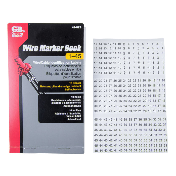Gardner Bender Wire Marker Booklet 1-45 (42-029)