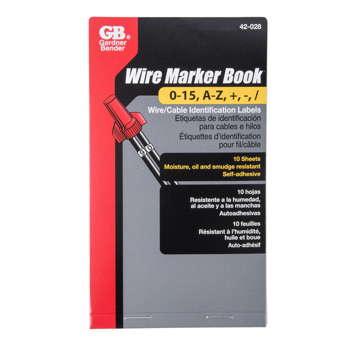 Gardner Bender Wire Marker Booklet A-Z 0-15 Symbols (42-028)