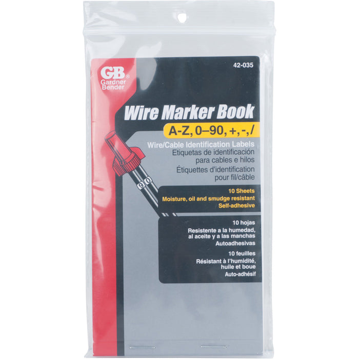 Gardner Bender Wire Marker Booklet A-Z 1-90 Symbols (42-035)