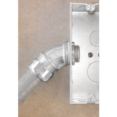 Southwire Garvin 3/8 Inch Zinc Plated Liquid-Tight 45 Degree Connector With Insulated Throat (LTC-3845)