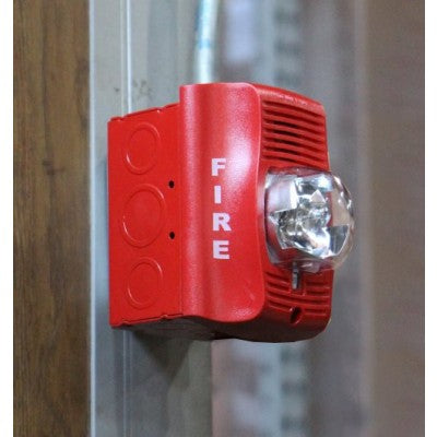 Southwire Garvin 4-11/16 Inch Square Red Fire Alarm Device Box 2-1/8 Inch Deep 1/2 3/4 And 1 Inch Knockouts (82171-RD)