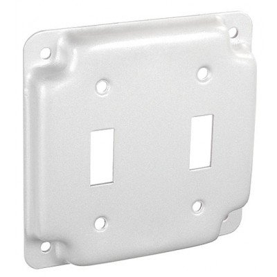 Southwire Garvin 4 Inch Square Stainless Steel (1/2 Inch Raised) Two Toggle Switch Industrial Surface Cover (G1936-SS)