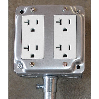 Southwire Garvin 4 Inch Square Stainless Steel Industrial Cover With (2) GFCI Receptacles (G1950-SS)