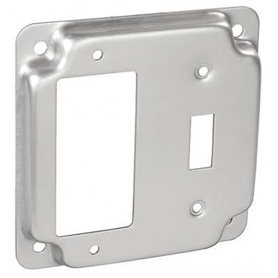 Southwire Garvin 4 Inch Square 1/2 Inch Raised Decorative Or GFCI Receptacle And Toggle Switch Industrial Surface Cover (G1948)