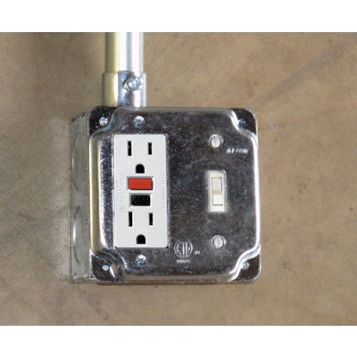 Southwire Garvin 4 Inch Square 1/2 Inch Raised Decorative Or GFCI Receptacle And Toggle Switch Industrial Surface Cover (G1948)