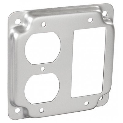 Southwire Garvin 4 Inch Square 1/2 Inch Raised Duplex Receptacle And Decorative Or GFCI Receptacle Industrial Surface Cover (G1951)