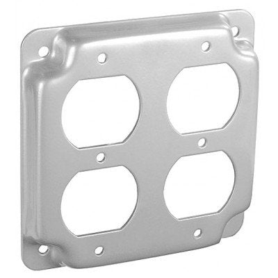 Southwire Garvin 4 Inch Square 1/2 Inch Raised Two Duplex Receptacle Industrial Surface Cover (G1939)