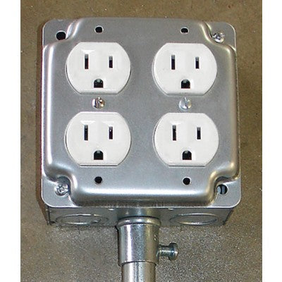 Southwire Garvin 4 Inch Square 1/2 Inch Raised Two Duplex Receptacle Industrial Surface Cover (G1939)