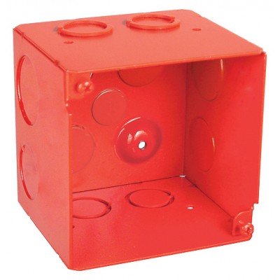 Southwire Garvin 4 Square 3-1/2 Inch Extra Deep Junction Box Red 1/2 And 3/4 Inch Side Knockouts (52181-RED)