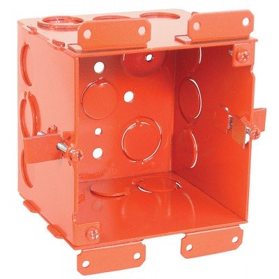 Southwire Garvin 4 Square 3-1/2 Inch Extra Deep Old Work Junction Box Red 1/2 And 3/4 Inch Side Knockouts (52181-OWRED)