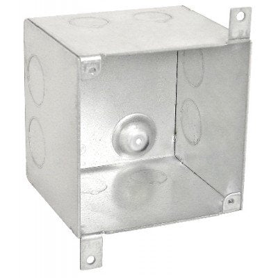 Southwire Garvin 4 Square Concrete Box With Mounting TABS 3-1/2 Inch Deep (4) 1/2 Inch And (4) 3/4 Inch Side Knockouts (52181-SPKR)