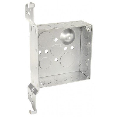 Southwire Garvin 4 Square Junction Box 1-1/2 Inch Deep (9) 1/2 Inch Side Knockouts Vertical Wood Spike Bracket (52151-WB)