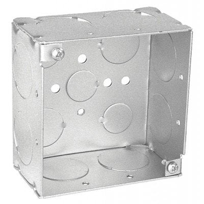 Southwire Garvin 4 Square Junction Box 2-1/8 Inch Deep (8) 1 Inch Side Knockouts (52171-1)
