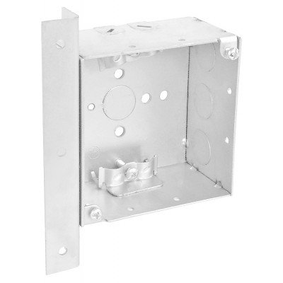Southwire Garvin 4 Square Junction Box 2-1/8 Inch Deep With Non-Metallic Clamps And Vertical Right Angle Bracket (52171-ABR)