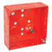 Southwire Garvin 4 Square Junction Box Red 1-1/2 Inch Deep (6) 1/2 Inch And (6) Combination Side Knockouts (52151-RED)