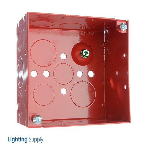 Southwire Garvin 4 Square Junction Box Red 2-1/8 Inch Deep (4) Combination (8) 1/2 Inch Side Knockouts (52171-RED)