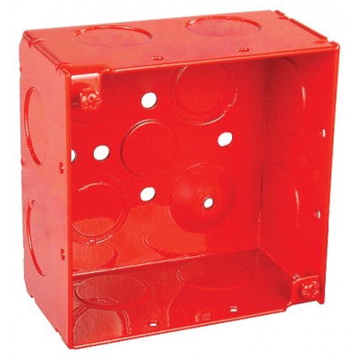 Southwire Garvin 4 Square Junction Box Red 2-1/8 Inch Deep (8) 3/4 Inch Side Knockouts (52171-3/4RED)