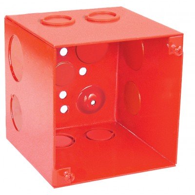 Southwire Garvin 4 Square Junction Box Red 4 Inch Deep (4) Combination (2) 3/4 Inch And (2) 1 Inch Side Knockouts (52191-RED)