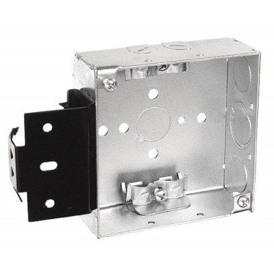 Southwire Garvin 4 Square Junction Box With Metal Stud Bracket 1-1/2 Inch Deep With Clamps For Non-Metallic Cable (52151-MSR)