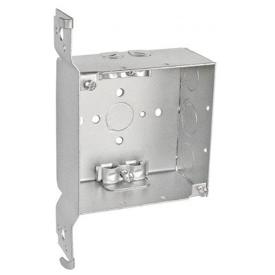 Southwire Garvin 4 Square Junction Bracket Box 2-1/8 Inch Deep (4) Non-Metallic Cable Connection Points Wood Spike Vertical Bracket (52171-WBR)