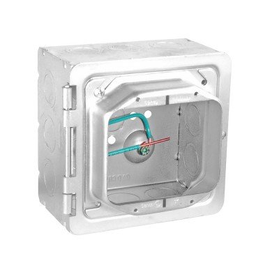 Southwire Garvin 5 Inch Square Box With Hinged 2-Gang 1-1/2 Inch Device Ring 3 Inch Deep 1/2 And 3/4 Knockout (HP-2150)