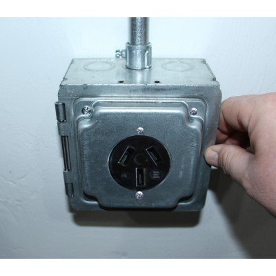 Southwire Garvin 5 Inch Square Box With Hinged 2.1 Inch 30-50 Amp Industrial Cover (HP1934)