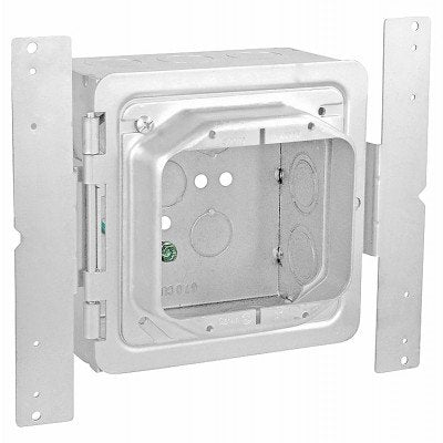 Southwire Garvin 5 Inch Square Bracket Box With Hinged 2-Gang 3/4 Inch Device Ring 3 Inch Deep 1/2 And 3/4 Knockout (HPAB-275)