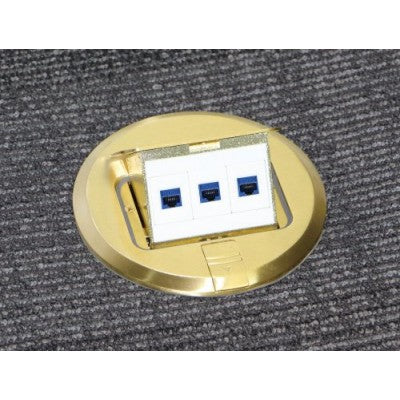 Southwire Garvin Brass Floor Box Kit With Data Ports (FBCVBR-3D-KIT)