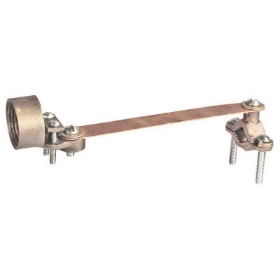 Southwire Garvin Bronze Casting Ground Clamp For Pipe Size 1/2 To 1 Inch With Copper Assembled Strap And 1/2 Inch Two Screw Hub (GCH5010050)