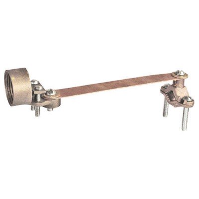 Southwire Garvin Bronze Casting Ground Clamp For Pipe Size 1/2 To 1 Inch With Copper Assembled Strap And 3/4 Inch Two Screw Hub (GCH5010075)