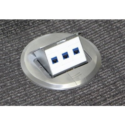 Southwire Garvin Brushed Stainless Finish Floor Box Kit With Pop-Up Data Ports (FBCVSS-3D-KIT)