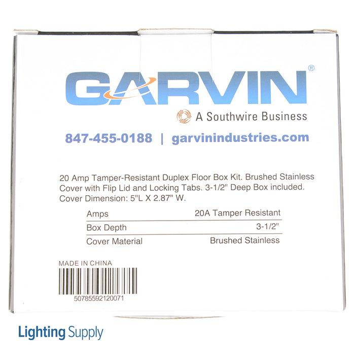 Southwire Garvin Flush 1-Gang Floor Box Kit 20A Tamper-Resistant Receptacle Stainless Steel Finish (FBCVSS-1TR-KIT)